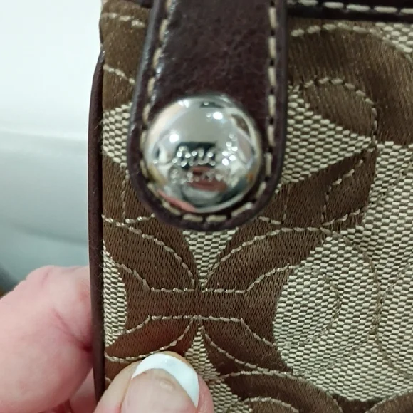 Coach Tan and Brown Signature Wristlet With Coach Dust Bag - Picture 4 of 7